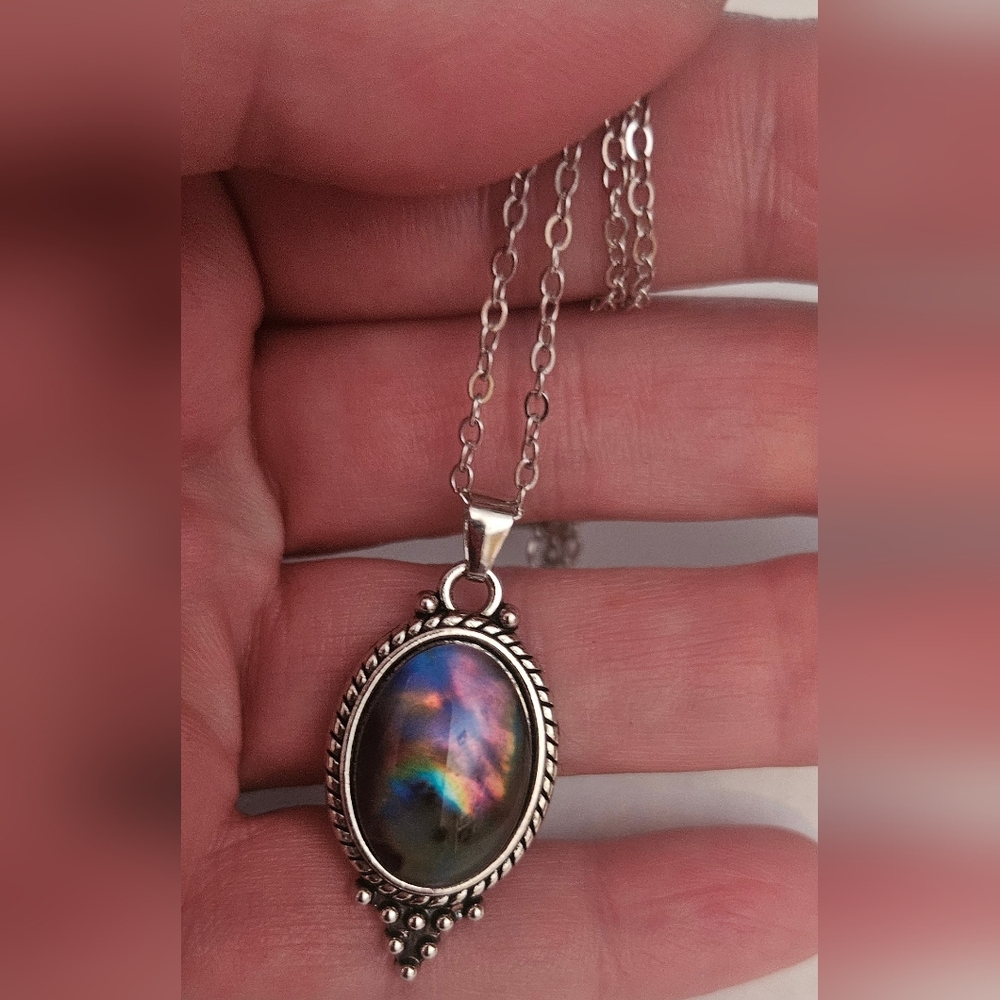 Necklace with Irridescent Amulet - Picture 4 of 6